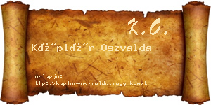 Káplár Oszvalda névjegykártya